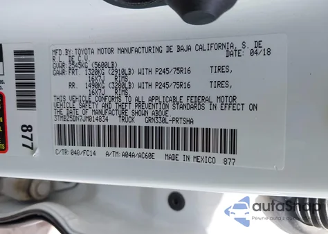 2018 Toyota Tacoma Sr5 из США, поврежденный, VIN 3TMBZ5DN7JM014834